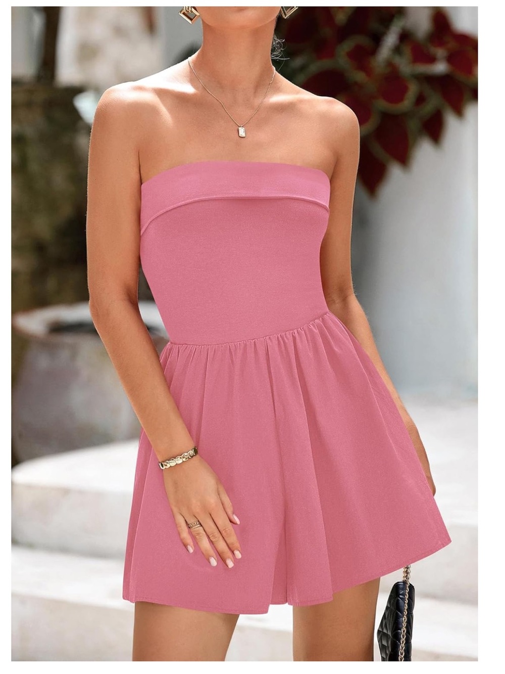 Strapless Pink Summer Romper - Picture 2 of 9